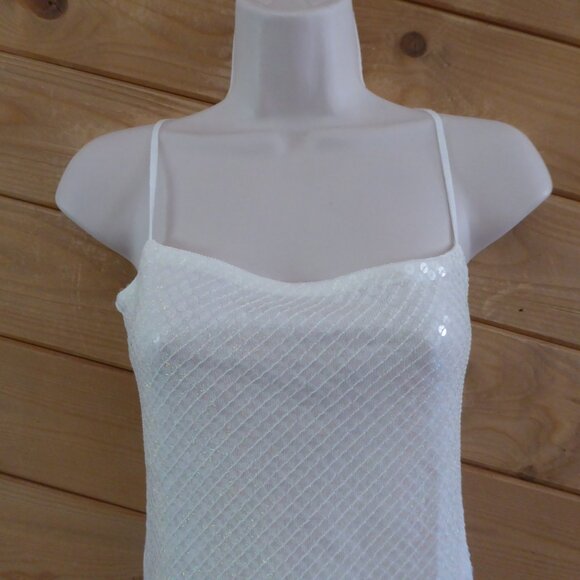 LA BREA Off White Knit Sequin Cami Sleeveless Stretchy Top S EUC - Picture 2 of 9